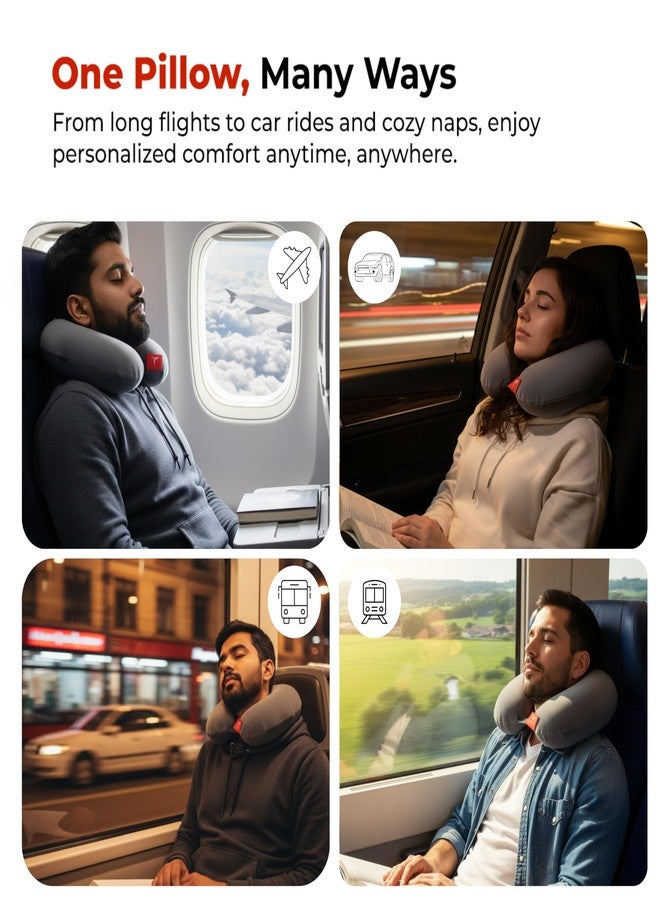 Trajectory Travel Neck Pillow for Travelling and Sleeping in Airplane Flight, Cab, Car, Train, Bus for Men and Women Grey (As seen on Shark Tank) - Image 3